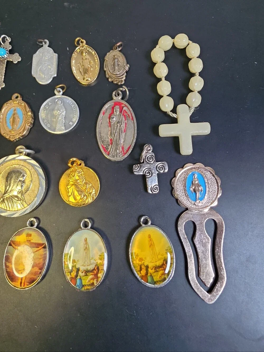 Religious 28 Medal Pendant Assortment in Gold and Silver Tones